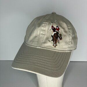 U.S. Polo Assn. Embroidered Polo Players Beige Adjustable Strap Hat
